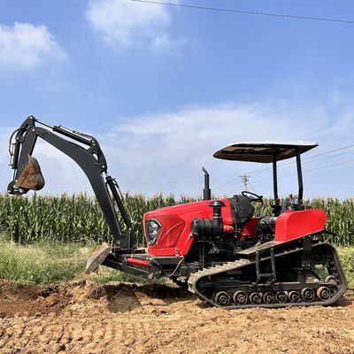 Kompak 100hp Crawler Traktor Compact Pertanian Traktor Hidraulik Dengan Front Loader / Excavator