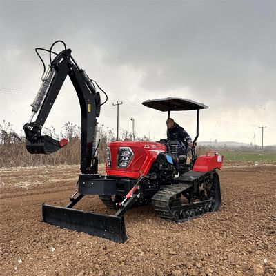 Kompak 100hp Crawler Traktor Compact Pertanian Traktor Hidraulik Dengan Front Loader / Excavator