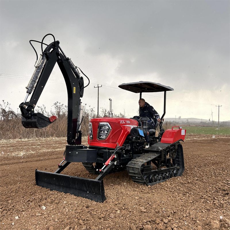 Kompak 100hp Crawler Traktor Compact Pertanian Traktor Hidraulik Dengan Front Loader / Excavator